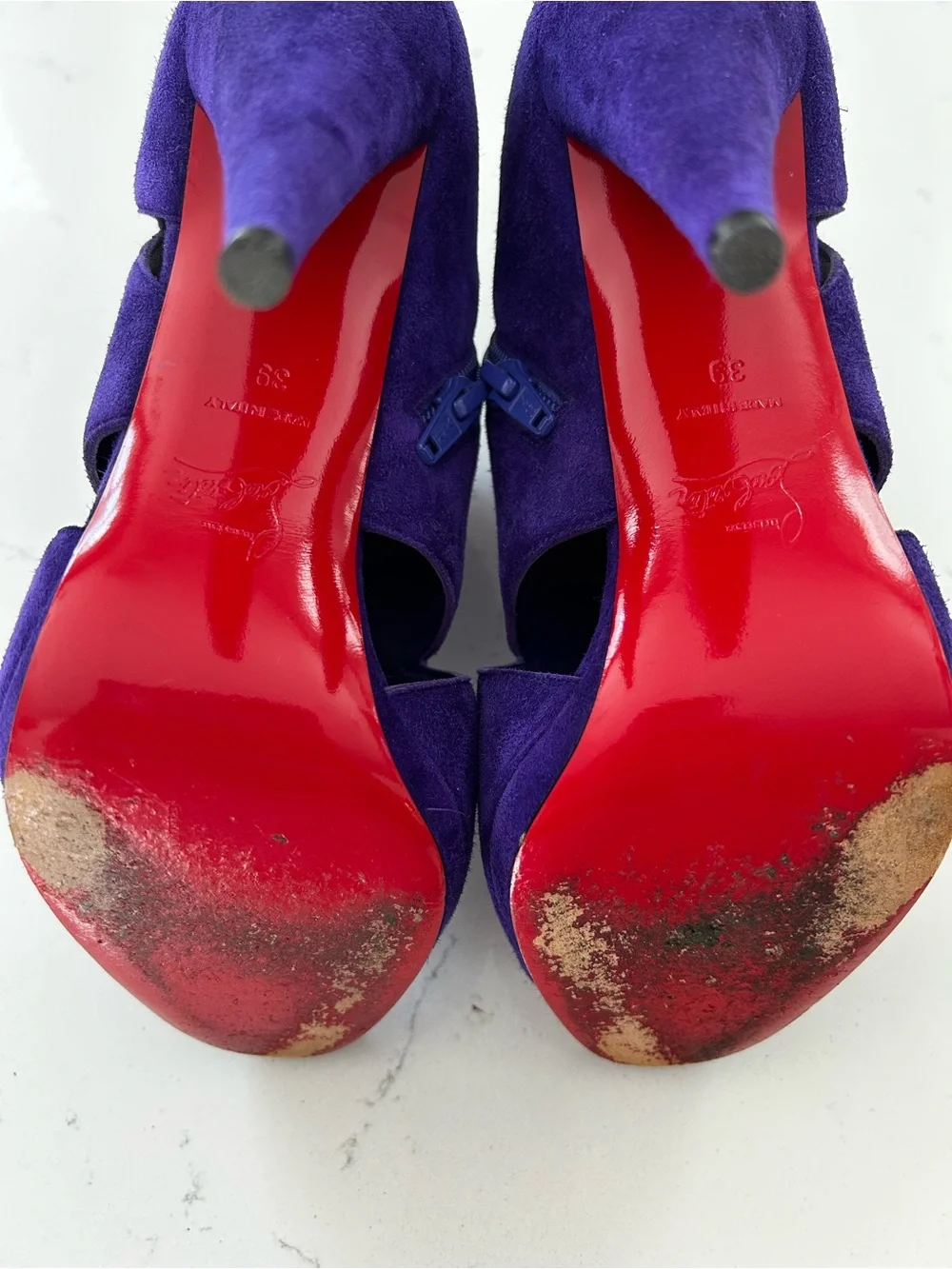 Christian louboutin purple suede leather booties/heels size 39